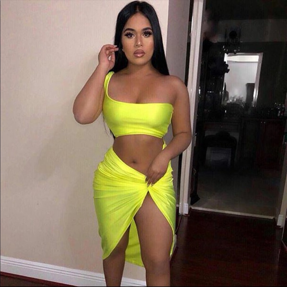 Lime green : Neon Yellow Two piece set
